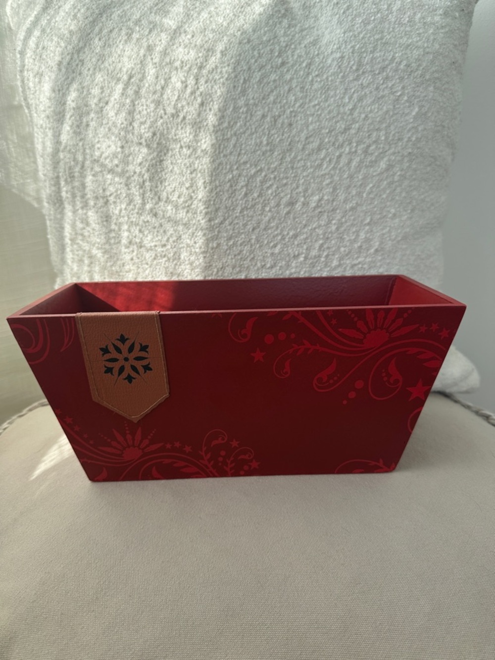 Hobby Lobby Red Decorative Holiday Planter with Brown Accent